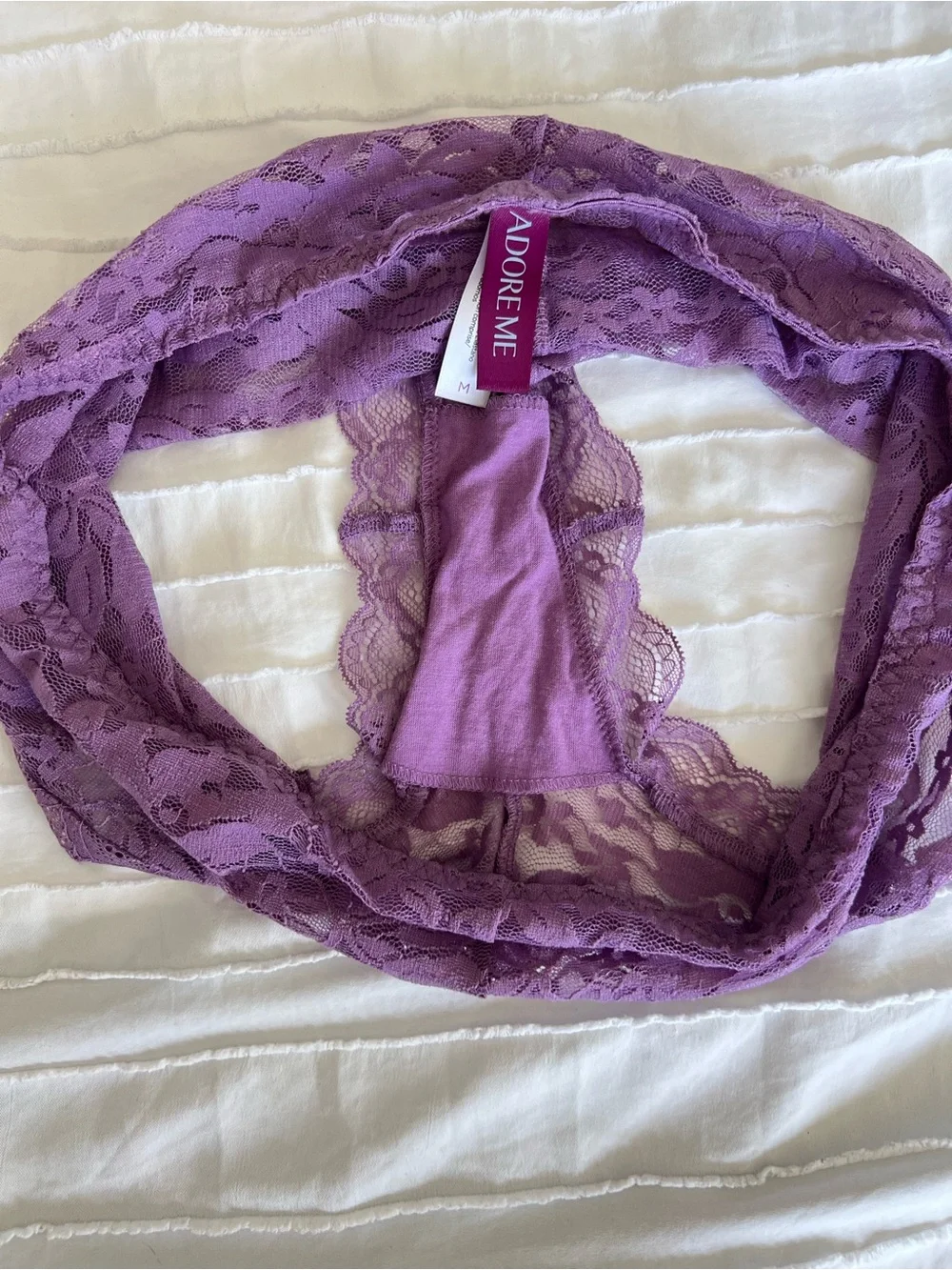NWT Adore Me purple lace Roanne sheer tank and boyshort pajama set medium